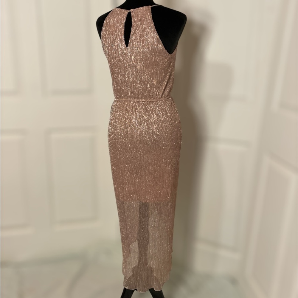 Size medium gold shimmer and sparkle halter style dress. - Picture 8 of 11